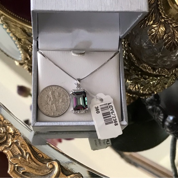 14K White Gold 19 Inch Chain Mystic Topaz Necklace - Picture 9 of 9